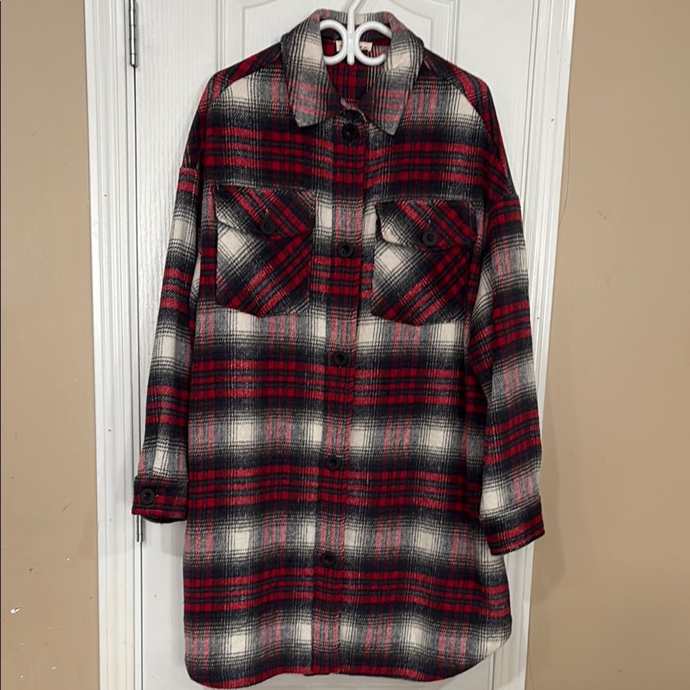 Plaid Red and Black Women's Jacket